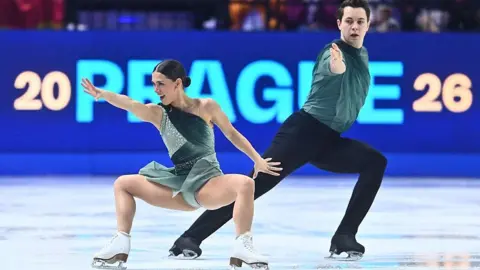 Britain's Anastasia Vaipan-Law and Luke Digby perform during the pairs short program of the 2026 ISU Figure Skating World Championships