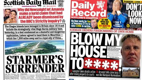 Composite of Daily Mail and Daily Record front pages