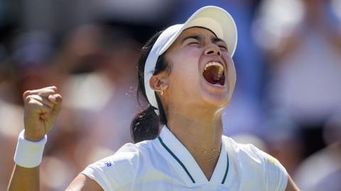 Alexandra Eala of the Philippines celebrates her victory