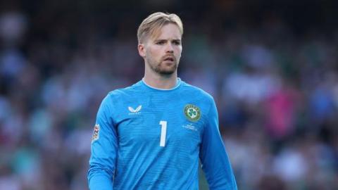 Caoimhin Kelleher in action for Republic of Ireland against England at the Aviva Stadium