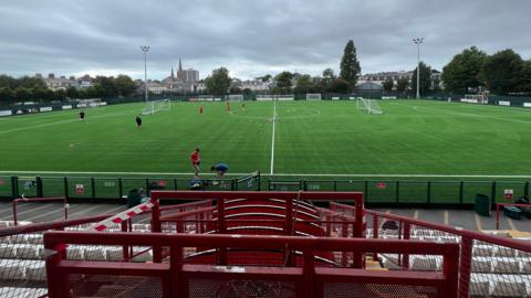 General view of the pitch from the stand.