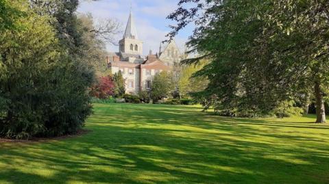 The gardens of Rochester Cathedral in Kent. 