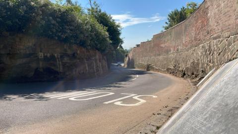 A general view of Town Street in Bramcote following repairs to a wall