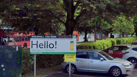 A sign at the entrance to the Guildhall car park in Plymouth City Centre