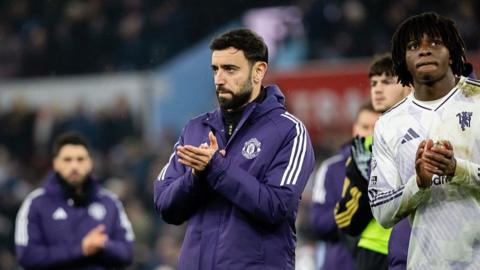 Manchester United skipper Bruno Fernandes (centre) is set to be one of seven senior players to miss the Boxing Day encounter with Newcastle at Old Trafford