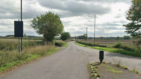 A Google streetview image of Leathersley Lane in Derbyshire at the A515 junction at Sudbury.