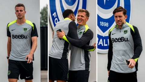 Portsmouth's players are photographed as they return for pre-season 