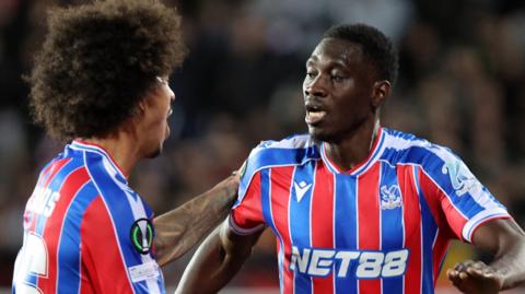 Ismaila Sarr celebrates a goal for Crystal Palace