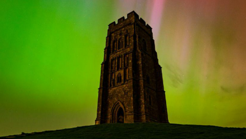 Glastonbury Tor under the Northern Lights