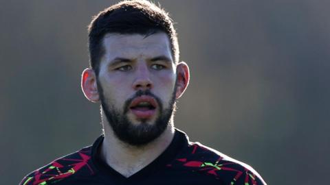 Rhys Davies during Wales training