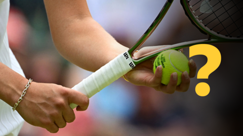 Unknown tennis player on question graphic