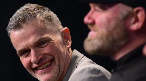 Andrew Parkinson at Wayne Rooney's unveiling as Plymouth boss in 2024