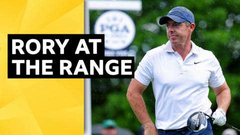 Rory McIlroy at the range at Quail Hollow