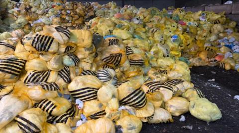 A pile of nappies and sanitary products at Go4Greener's site in Derby