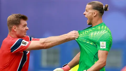 Norway's Erling Haaland during the warm up before the match 