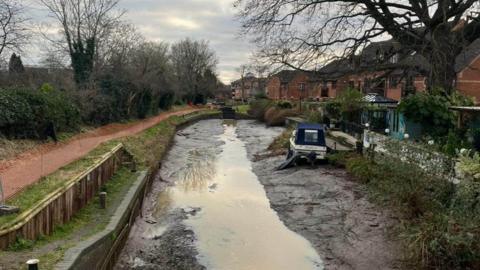 A drained canal in Stratford-upon-Avon