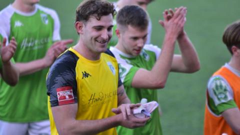 Striker Will Fazakerley went in goal after Josh Addison was sent off