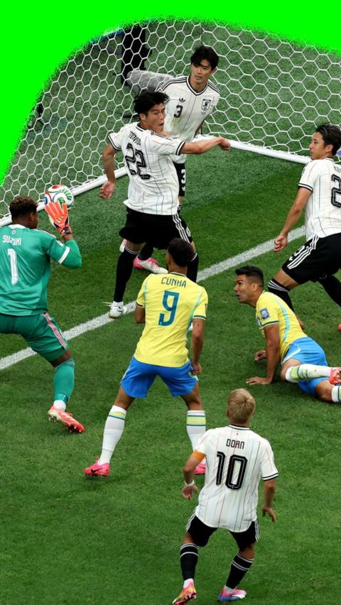 Scramble on the Japanese goal line