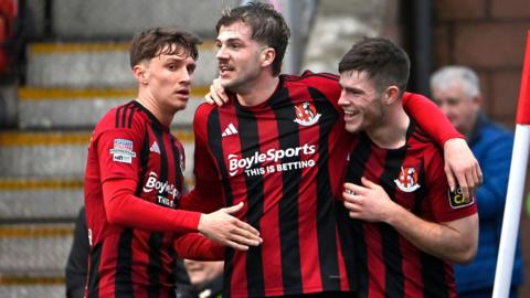 Harry Franklin celebrates his goal