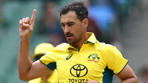 Australia's Mitchell Starc celebrates a wicket