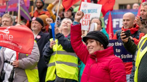 College lecturers on a rally in Glasgow