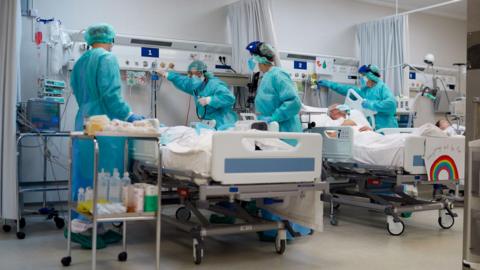 Stock photo of Covid patients in hospital in the pandemic