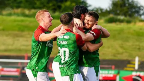 Glentoran celebrating