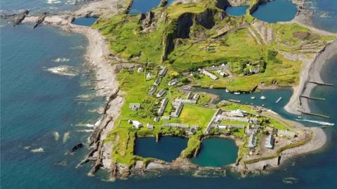 Aerial shot of Easdale, Scotland