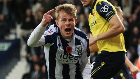 Aune Heggebo celebrates scoring for West Bromwich Albion