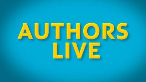 Yellow text on a blue background, "AUTHORS LIVE".