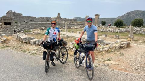 The cyclists at ancient Xanthos, Turkey