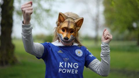 Leicester fan with fox mask