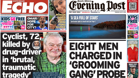 South Wales Echo and South Wales Evening Post front pages