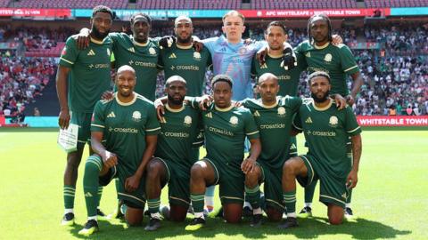 AFC Whyteleafe pose for a team photo before the FA Vase final at Wembley against Whitstable Town 
