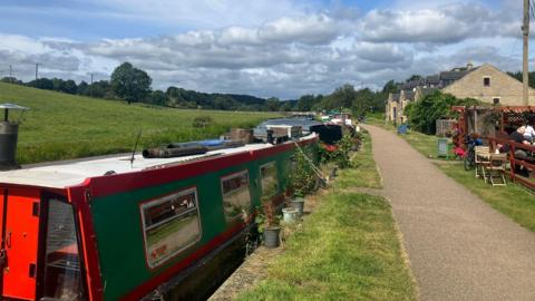 Canal boat on the Leeds Liverpool canal in Rodley