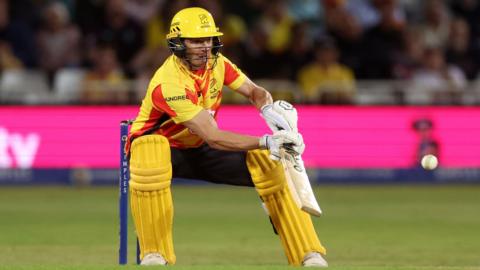 Trent Rockets batter Ben Cox plays a shot