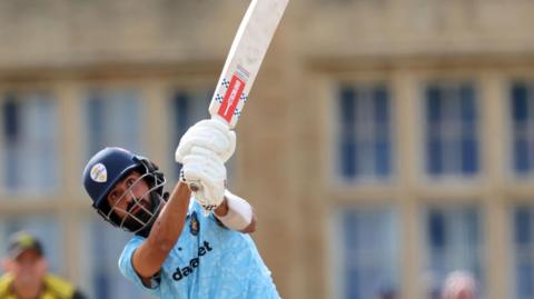 Amrit Basra batting for Derbyshire.