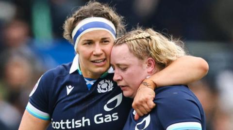 Scotland players Rachel Malcolm and Lana Skeldon