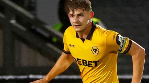 Alfie Pond in action for Wolves under-21s in a National League Cup tie