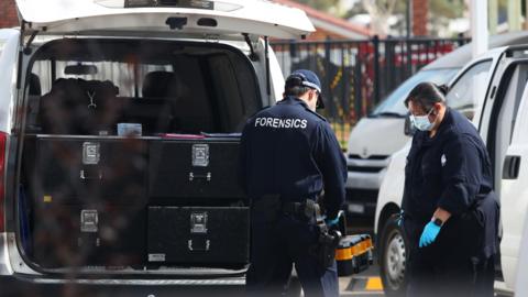 Forensic Police are seen at Christ The Good Shepherd Church in the suburb of Wakeley on April 16, 2024 in Sydney, Australia.