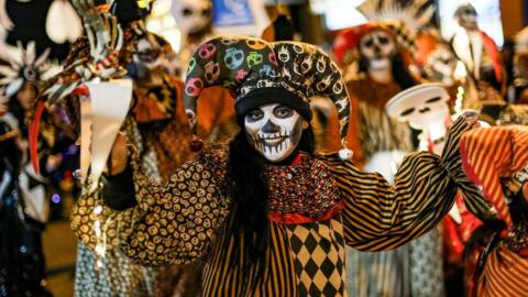 Girls taking part in the Derry Halloween parade