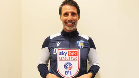 Danny Cowley with his League Two manager of the month award