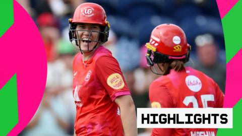 Em Arlott and Georgia Wareham laugh after beating MI London