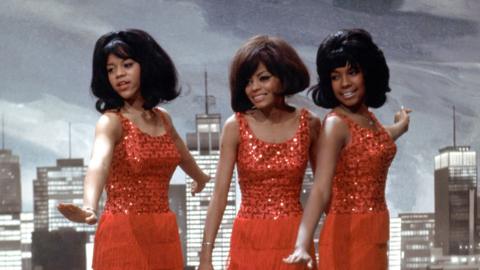 American singer Mary Wilson, American actress and lead singer Diana Ross, and American singer Florence Ballard (1943-1976), all founding members of Motown Record's the Supremes, perform on "Ready Steady Go!" at Wembley Studios in London, England, March 18, 1965.