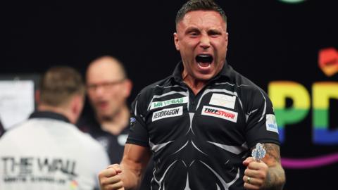 Gerwyn Price screams in celebration