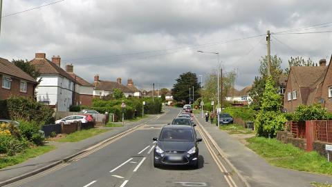 A street view of a residential street