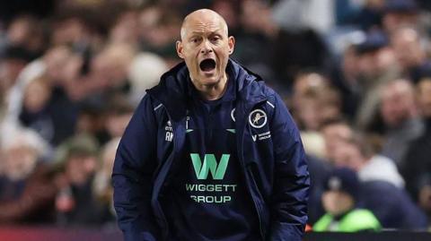 Millwall manager Alex Neil bellows to his players during the win over Sheffield Wednesday