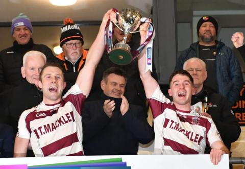 Oisin O'Doherty's vital first-half save helped him secure his first Ulster Club Hurling medal as Slaughtneil earned a dramatic comeback win over Portaferry