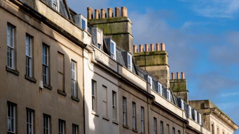 A row of terraced properties in Bath, Somerset