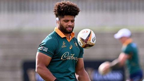 Rob Valetini pictured in training with Australia
